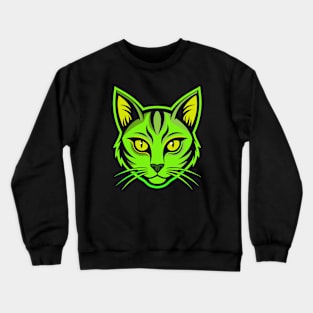 Neon green cat head Crewneck Sweatshirt